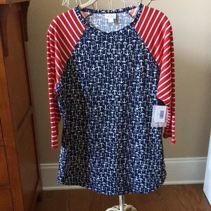 NWT LulaRoe Randy top. Patriotic Nautical.